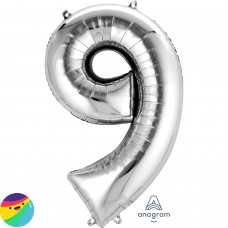 Folija balon - Številka 9 Srebrne barve Folija balon - Številka 9 Srebrne barve